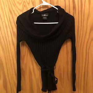 2 cowl neck sweaters with sash